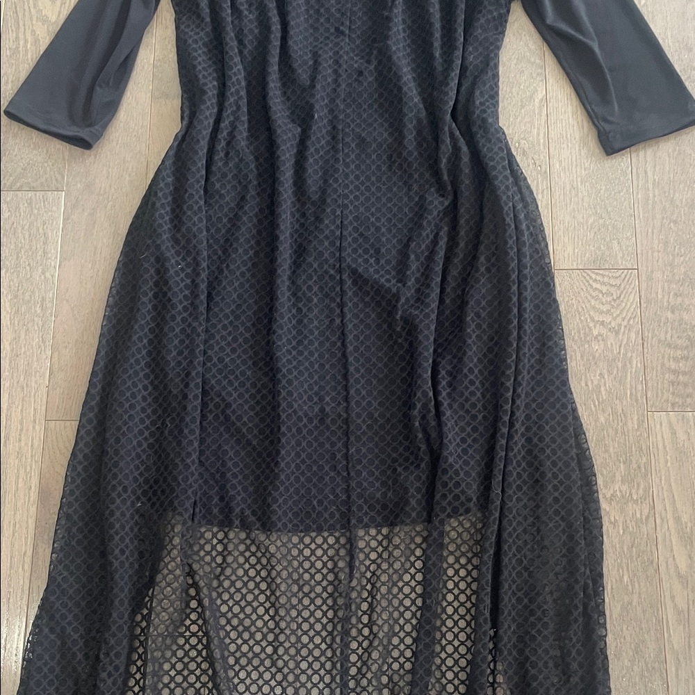Simon Chang Elegant Black Mesh Overlay Evening Dress 🔥 Size Medium - Picture 11 of 17